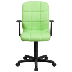 Mid-Back Green Quilted Vinyl Swivel Task Chair With Arms - By Flash Furniture - Madison Seating -Executive Chairs Sales Mid Back Green Quilted Vinyl Swivel Task Chair with Arms by Flash Furniture 3