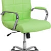 Mid-Back Green Vinyl Executive Swivel Chair With Chrome Base And Arms - By Flash Furniture - Madison Seating -Executive Chairs Sales Mid Back Green Vinyl Executive Swivel Chair with Chrome Base and Arms by Flash Furniture