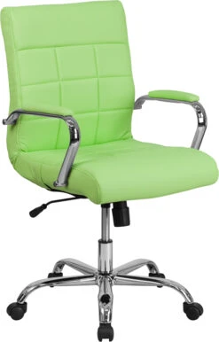 Mid-Back Green Vinyl Executive Swivel Chair With Chrome Base And Arms - By Flash Furniture - Madison Seating