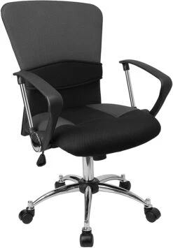 Mid-Back Grey Mesh Swivel Task Chair With Arms - By Flash Furniture - Madison Seating