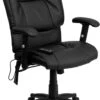 Mid-Back Massaging Black Leather Executive Swivel Chair With Adjustable Arms - By Flash Furniture - Madison Seating 2 Mid-Back Massaging Black Leather Executive Swivel Chair With Adjustable Arms - By Flash Furniture - Madison Seating -Executive Chairs Sales Mid Back Massaging Black Leather Executive Swivel Chair with Adjustable Arms by Flash Furniture