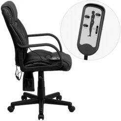Mid-Back Massaging Black Leather Executive Swivel Chair With Arms - By Flash Furniture - Madison Seating 10 Mid-Back Massaging Black Leather Executive Swivel Chair With Arms - By Flash Furniture - Madison Seating -Executive Chairs Sales Mid Back Massaging Black Leather Executive Swivel Chair with Arms by Flash Furniture 1