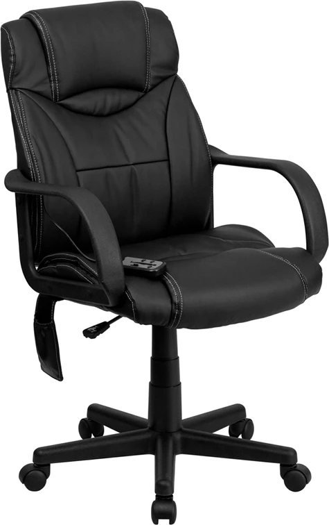 Mid-Back Massaging Black Leather Executive Swivel Chair With Arms - By Flash Furniture - Madison Seating 3 Mid-Back Massaging Black Leather Executive Swivel Chair With Arms - By Flash Furniture - Madison Seating