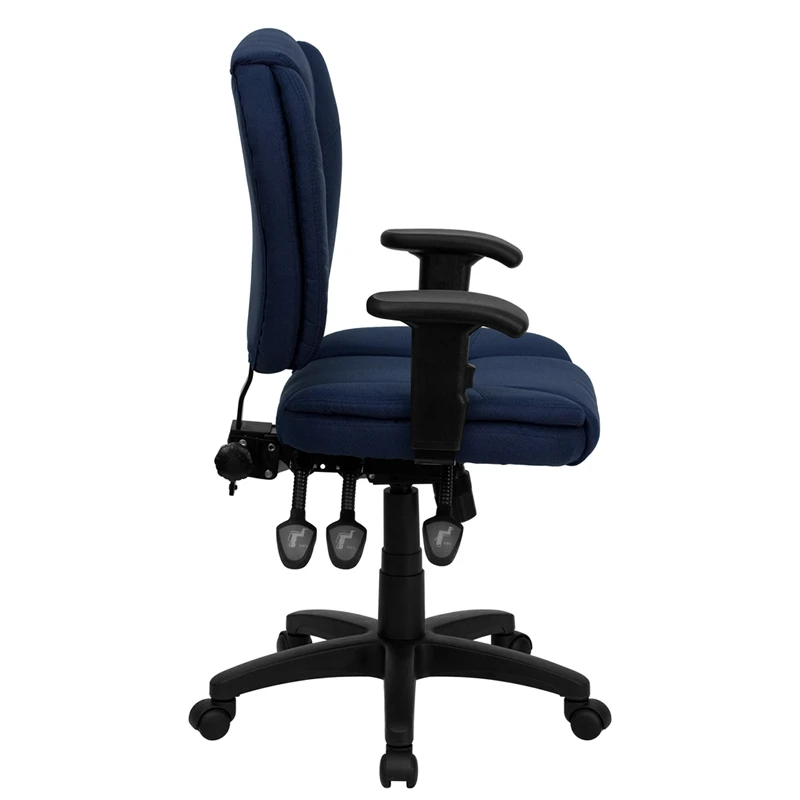 Mid-Back Navy Blue Fabric Multifunction Ergonomic Swivel Task Chair With Adjustable Arms - By Flash Furniture - Madison Seating 4 Mid-Back Navy Blue Fabric Multifunction Ergonomic Swivel Task Chair With Adjustable Arms - By Flash Furniture - Madison Seating - Image 2