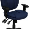 Mid-Back Navy Blue Fabric Multifunction Ergonomic Swivel Task Chair With Adjustable Arms - By Flash Furniture - Madison Seating -Executive Chairs Sales Mid Back Navy Blue Fabric Multifunction Ergonomic Swivel Task Chair with Adjustable Arms by Flash Furniture