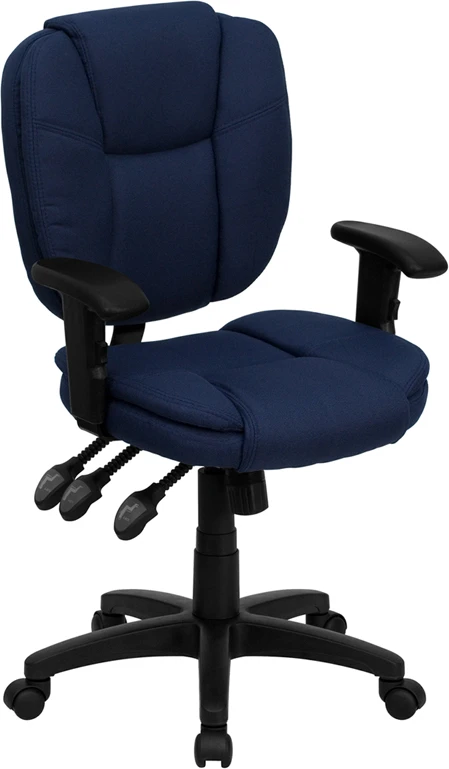 Mid-Back Navy Blue Fabric Multifunction Ergonomic Swivel Task Chair With Adjustable Arms - By Flash Furniture - Madison Seating 3 Mid-Back Navy Blue Fabric Multifunction Ergonomic Swivel Task Chair With Adjustable Arms - By Flash Furniture - Madison Seating