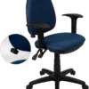 Mid-Back Navy Blue Fabric Multifunction Swivel Task Chair With Adjustable Lumbar Support And Adjustable Arms - By Flash Furniture - Madison Seating -Executive Chairs Sales Mid Back Navy Blue Fabric Multifunction Swivel Task Chair with Adjustable Lumbar Support and Adjustable Arms by Flash Furniture