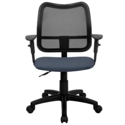 Mid-Back Navy Blue Mesh Swivel Task Chair With Adjustable Arms - By Flash Furniture - Madison Seating -Executive Chairs Sales Mid Back Navy Blue Mesh Swivel Task Chair with Adjustable Arms by Flash Furniture 4