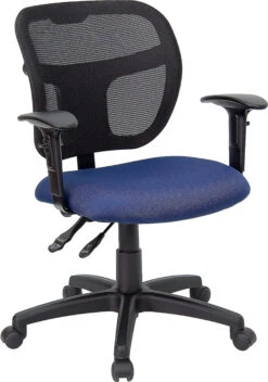 Mid-Back Navy Blue Mesh Swivel Task Chair With Adjustable Arms - By Flash Furniture - Madison Seating