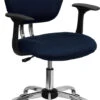 Mid-Back Navy Mesh Swivel Task Chair With Chrome Base And Arms - By Flash Furniture - Madison Seating -Executive Chairs Sales Mid Back Navy Mesh Swivel Task Chair with Chrome Base and Arms by Flash Furniture