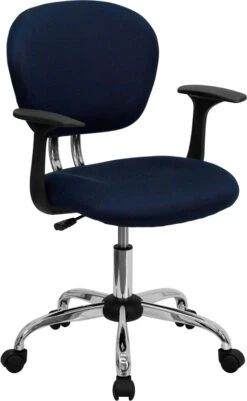 Mid-Back Navy Mesh Swivel Task Chair With Chrome Base And Arms - By Flash Furniture - Madison Seating