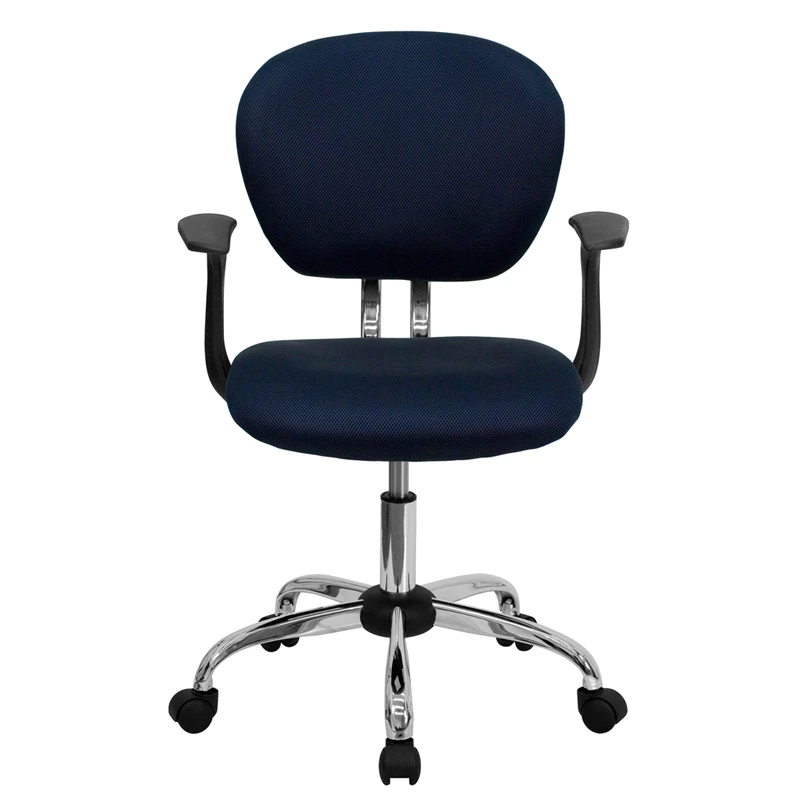 Mid-Back Navy Mesh Swivel Task Chair With Chrome Base And Arms - By Flash Furniture - Madison Seating 6 Mid-Back Navy Mesh Swivel Task Chair With Chrome Base And Arms - By Flash Furniture - Madison Seating - Image 4