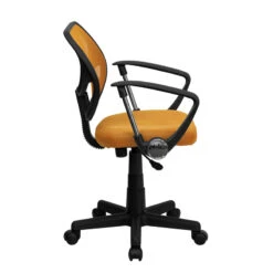 Mid-Back Orange Mesh Swivel Task Chair With Arms - By Flash Furniture - Madison Seating -Executive Chairs Sales Mid Back Orange Mesh Swivel Task Chair with Arms by Flash Furniture 2