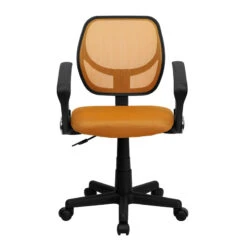 Mid-Back Orange Mesh Swivel Task Chair With Arms - By Flash Furniture - Madison Seating -Executive Chairs Sales Mid Back Orange Mesh Swivel Task Chair with Arms by Flash Furniture 6
