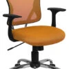 Mid-Back Orange Mesh Swivel Task Chair With Chrome Base And Arms - By Flash Furniture - Madison Seating