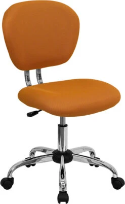 Mid-Back Orange Mesh Swivel Task Chair With Chrome Base - By Flash Furniture - Madison Seating