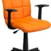 Mid-Back Orange Quilted Vinyl Swivel Task Chair With Arms - By Flash Furniture - Madison Seating -Executive Chairs Sales Mid Back Orange Quilted Vinyl Swivel Task Chair with Arms by Flash Furniture