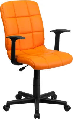 Mid-Back Orange Quilted Vinyl Swivel Task Chair With Arms - By Flash Furniture - Madison Seating