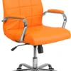 Mid-Back Orange Vinyl Executive Swivel Chair With Chrome Base And Arms - By Flash Furniture - Madison Seating 1 Mid-Back Orange Vinyl Executive Swivel Chair With Chrome Base And Arms - By Flash Furniture - Madison Seating -Executive Chairs Sales Mid Back Orange Vinyl Executive Swivel Chair with Chrome Base and Arms by Flash Furniture