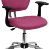 Mid-Back Pink Mesh Swivel Task Chair With Chrome Base And Arms - By Flash Furniture - Madison Seating -Executive Chairs Sales Mid Back Pink Mesh Swivel Task Chair with Chrome Base and Arms by Flash Furniture