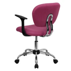 Mid-Back Pink Mesh Swivel Task Chair With Chrome Base And Arms - By Flash Furniture - Madison Seating -Executive Chairs Sales Mid Back Pink Mesh Swivel Task Chair with Chrome Base and Arms by Flash Furniture 2