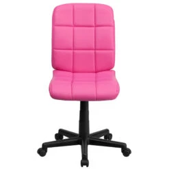 Mid-Back Pink Quilted Vinyl Swivel Task Chair - By Flash Furniture - Madison Seating -Executive Chairs Sales Mid Back Pink Quilted Vinyl Swivel Task Chair by Flash Furniture 3