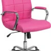 Mid-Back Pink Vinyl Executive Swivel Chair With Chrome Base And Arms - By Flash Furniture - Madison Seating