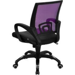Mid-Back Purple Mesh Swivel Task Chair With Black Leather Seat And Arms - By Flash Furniture - Madison Seating -Executive Chairs Sales Mid Back Purple Mesh Swivel Task Chair with Black Leather Seat and Arms by Flash Furniture 4