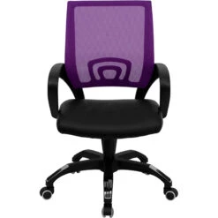 Mid-Back Purple Mesh Swivel Task Chair With Black Leather Seat And Arms - By Flash Furniture - Madison Seating -Executive Chairs Sales Mid Back Purple Mesh Swivel Task Chair with Black Leather Seat and Arms by Flash Furniture 6