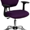Mid-Back Purple Mesh Swivel Task Chair With Chrome Base And Arms - By Flash Furniture - Madison Seating -Executive Chairs Sales Mid Back Purple Mesh Swivel Task Chair with Chrome Base and Arms by Flash Furniture