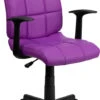 Mid-Back Purple Quilted Vinyl Swivel Task Chair With Arms - By Flash Furniture - Madison Seating -Executive Chairs Sales Mid Back Purple Quilted Vinyl Swivel Task Chair with Arms by Flash Furniture
