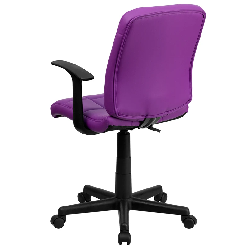 Mid-Back Purple Quilted Vinyl Swivel Task Chair With Arms - By Flash Furniture - Madison Seating 5 Mid-Back Purple Quilted Vinyl Swivel Task Chair With Arms - By Flash Furniture - Madison Seating - Image 3
