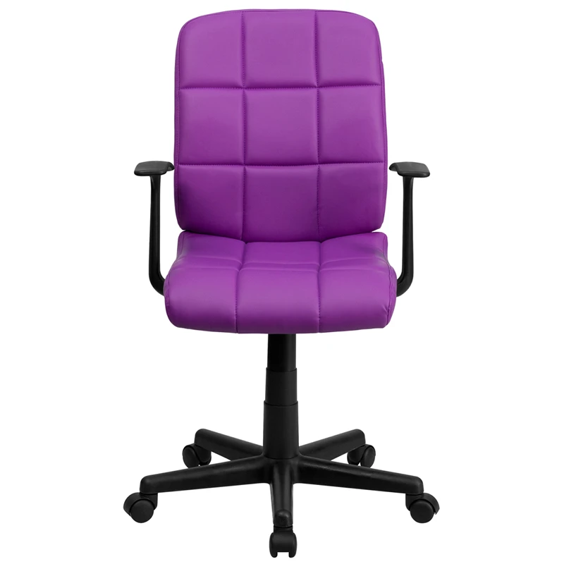 Mid-Back Purple Quilted Vinyl Swivel Task Chair With Arms - By Flash Furniture - Madison Seating 6 Mid-Back Purple Quilted Vinyl Swivel Task Chair With Arms - By Flash Furniture - Madison Seating - Image 4