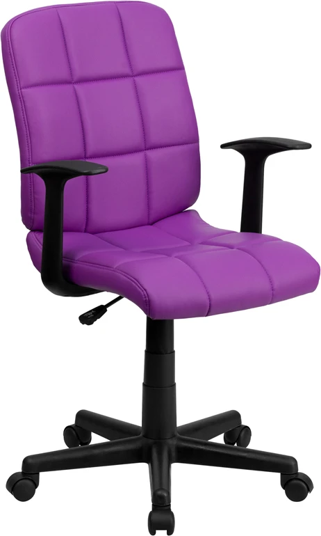 Mid-Back Purple Quilted Vinyl Swivel Task Chair With Arms - By Flash Furniture - Madison Seating 3 Mid-Back Purple Quilted Vinyl Swivel Task Chair With Arms - By Flash Furniture - Madison Seating