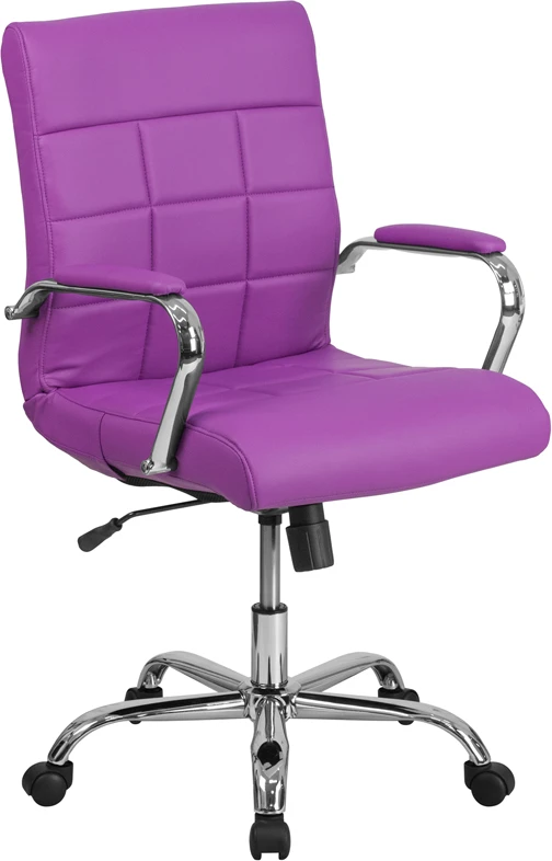 Mid-Back Purple Vinyl Executive Swivel Chair With Chrome Base And Arms - By Flash Furniture - Madison Seating 3 Mid-Back Purple Vinyl Executive Swivel Chair With Chrome Base And Arms - By Flash Furniture - Madison Seating