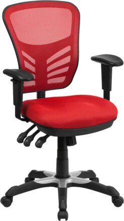Mid-Back Red Mesh Multifunction Executive Swivel Chair With Adjustable Arms - By Flash Furniture - Madison Seating