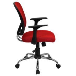 Mid-Back Red Mesh Swivel Task Chair With Chrome Base And Arms - By Flash Furniture - Madison Seating 7 Mid-Back Red Mesh Swivel Task Chair With Chrome Base And Arms - By Flash Furniture - Madison Seating -Executive Chairs Sales Mid Back Red Mesh Swivel Task Chair with Chrome Base and Arms by Flash Furniture 1 1