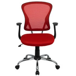 Mid-Back Red Mesh Swivel Task Chair With Chrome Base And Arms - By Flash Furniture - Madison Seating 9 Mid-Back Red Mesh Swivel Task Chair With Chrome Base And Arms - By Flash Furniture - Madison Seating -Executive Chairs Sales Mid Back Red Mesh Swivel Task Chair with Chrome Base and Arms by Flash Furniture 3 1