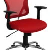 Mid-Back Red Mesh Swivel Task Chair With Chrome Base And Arms - By Flash Furniture - Madison Seating -Executive Chairs Sales Mid Back Red Mesh Swivel Task Chair with Chrome Base and Arms by Flash Furniture 4