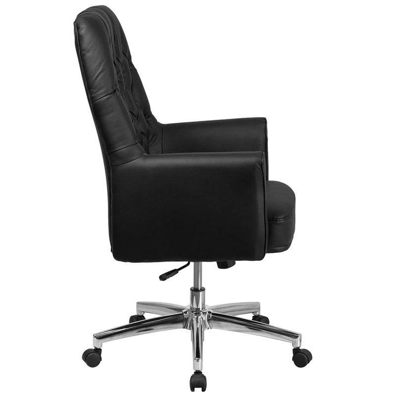 Mid-Back Traditional Tufted Black Leather Executive Swivel Chair With Arms - By Flash Furniture - Madison Seating 4 Mid-Back Traditional Tufted Black Leather Executive Swivel Chair With Arms - By Flash Furniture - Madison Seating - Image 2