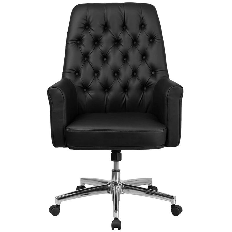 Mid-Back Traditional Tufted Black Leather Executive Swivel Chair With Arms - By Flash Furniture - Madison Seating 6 Mid-Back Traditional Tufted Black Leather Executive Swivel Chair With Arms - By Flash Furniture - Madison Seating - Image 4