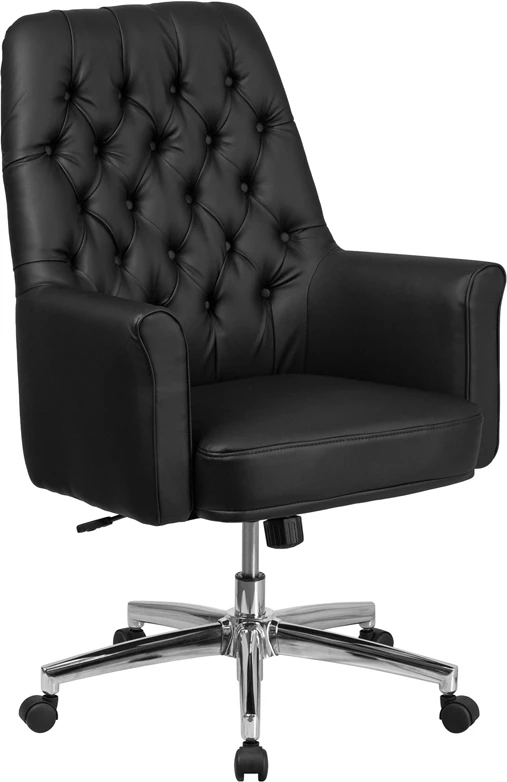 Mid-Back Traditional Tufted Black Leather Executive Swivel Chair With Arms - By Flash Furniture - Madison Seating 3 Mid-Back Traditional Tufted Black Leather Executive Swivel Chair With Arms - By Flash Furniture - Madison Seating