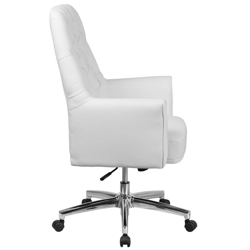 Mid-Back Traditional Tufted White Leather Executive Swivel Chair With Arms - By Flash Furniture - Madison Seating 4 Mid-Back Traditional Tufted White Leather Executive Swivel Chair With Arms - By Flash Furniture - Madison Seating - Image 2