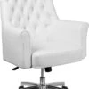 Mid-Back Traditional Tufted White Leather Executive Swivel Chair With Arms - By Flash Furniture - Madison Seating
