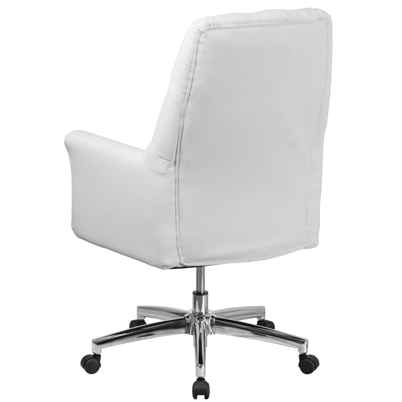 Mid-Back Traditional Tufted White Leather Executive Swivel Chair With Arms - By Flash Furniture - Madison Seating 5 Mid-Back Traditional Tufted White Leather Executive Swivel Chair With Arms - By Flash Furniture - Madison Seating - Image 3