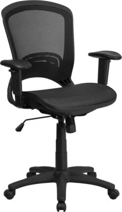 Mid-Back Transparent Black Mesh Executive Swivel Chair With Adjustable Arms - By Flash Furniture - Madison Seating
