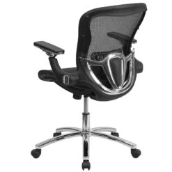 Mid-Back Transparent Black Mesh Executive Swivel Chair With Synchro-Tilt And Height Adjustable Flip-Up Arms - By Flash Furniture - Madison Seating -Executive Chairs Sales Mid Back Transparent Black Mesh Executive Swivel Chair with Synchro Tilt and Height Adjustable Flip Up Arms by Flash Furniture 2