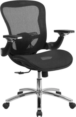 Mid-Back Transparent Black Mesh Executive Swivel Chair With Synchro-Tilt And Height Adjustable Flip-Up Arms - By Flash Furniture - Madison Seating