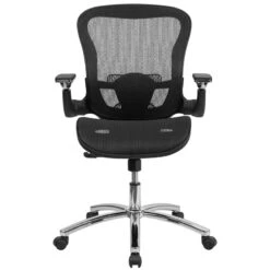 Mid-Back Transparent Black Mesh Executive Swivel Chair With Synchro-Tilt And Height Adjustable Flip-Up Arms - By Flash Furniture - Madison Seating -Executive Chairs Sales Mid Back Transparent Black Mesh Executive Swivel Chair with Synchro Tilt and Height Adjustable Flip Up Arms by Flash Furniture 3