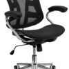 Mid-Back Transparent Black Mesh Swivel Task Chair With Chrome Base And Arms - By Flash Furniture - Madison Seating -Executive Chairs Sales Mid Back Transparent Black Mesh Swivel Task Chair with Chrome Base and Arms by Flash Furniture
